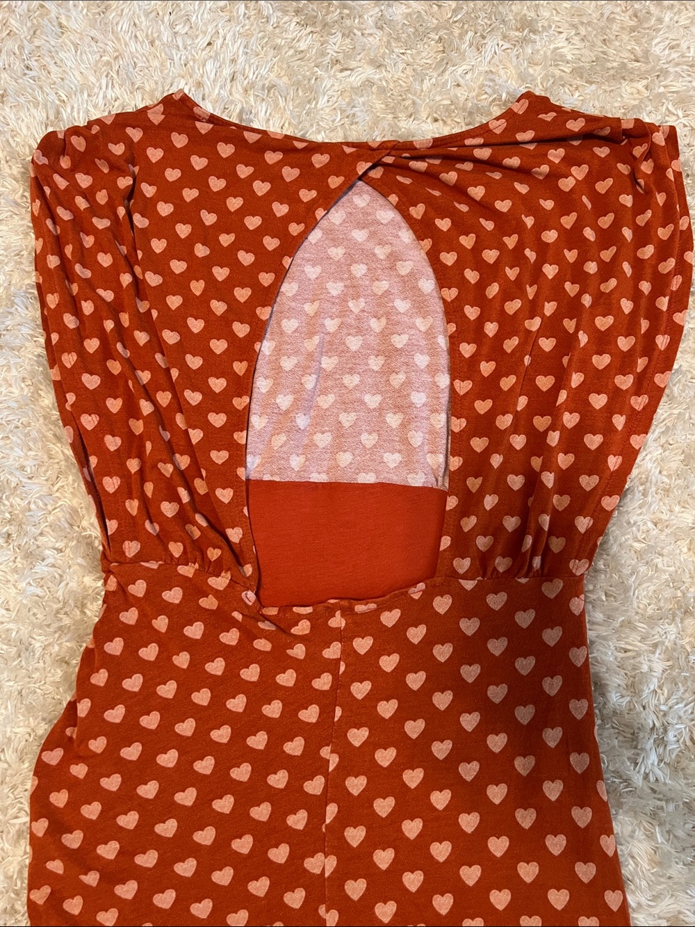 Free People Lakeside Rust Maxi Dress with White Heart Print and Side Slit - Picture 8 of 10